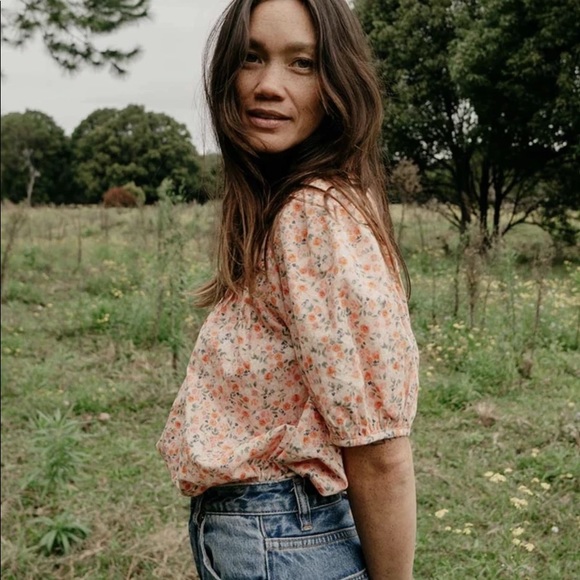 Oak Meadow Peach Posey Blouse - Picture 1 of 5